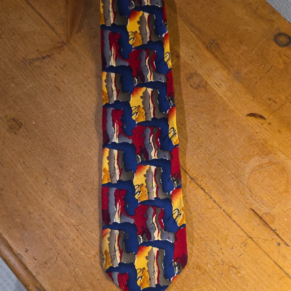 J. Garcia Vibrant Multicolor Abstract Tie